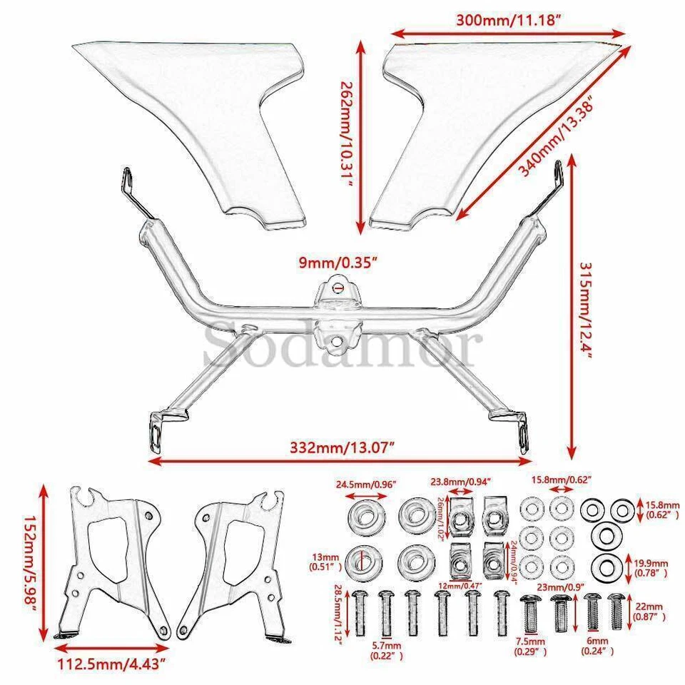 Soporte de panel de carenado lateral con kit de soporte para Harley CVO Road Glide actualización 2024 Foto 2 de 4