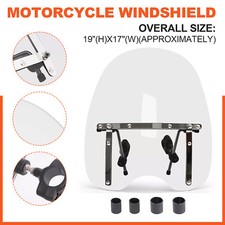 1" 7/8" 1-1/4" Handbar 19"x17" Windshield For Kawasaki Vulcan VN 500 750 800 900