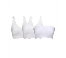 Rhonda Shear 3 Pk Best of Ahh Bra Size Small Seamless Stretch White Lounge 638.1