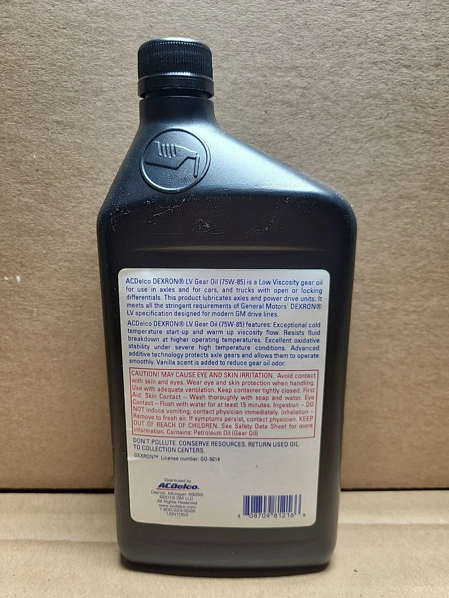 Genuine GM ACDelco LV GEAR OIL SAE 75W-85 APL GL-5. 10-4122  