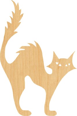 Black Cat 2 Laser Cut Out Wood Shape Craft Supply - Woodcraft Cutout