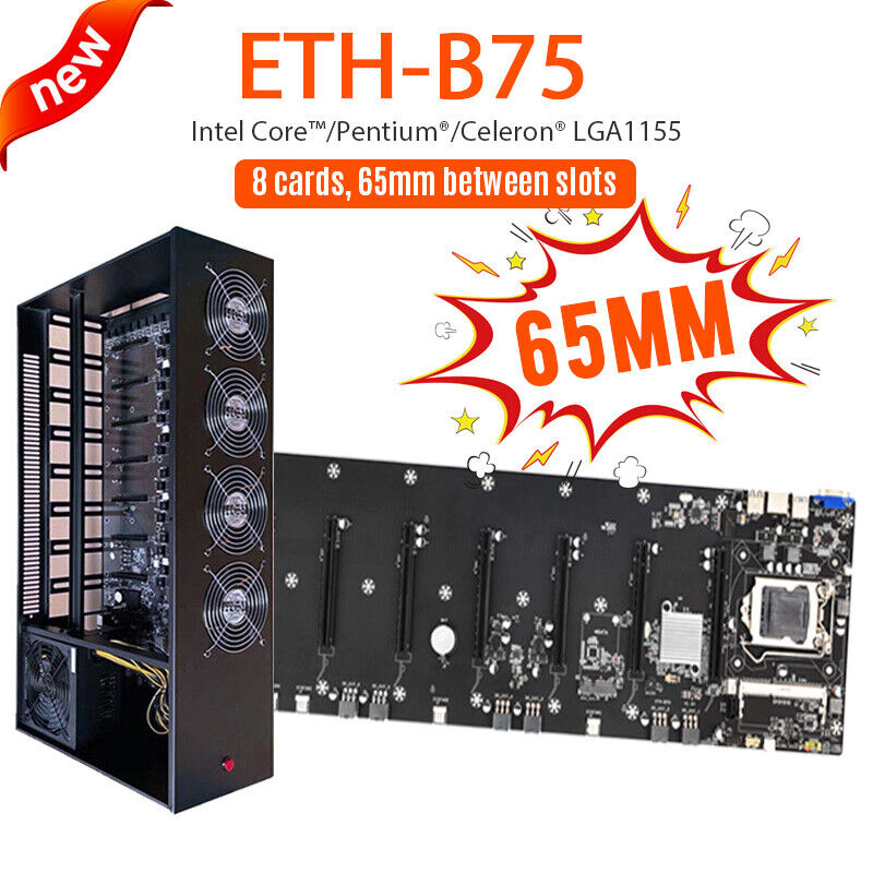 B75 ETH BTC Mining Motherboard 8 GPU Mainboard With CPU...