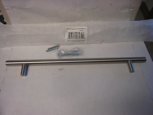 Hardware Resources 368SN Bar Pull With Beveled Ends  Satin Nickel 12"x 8-3/4 C-C - Picture 1 of 5