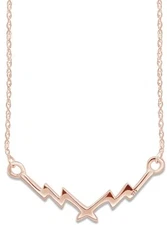 Thunder Lightning Bolt Pendant Necklace 14k Rose Gold Plated Sterling Silver