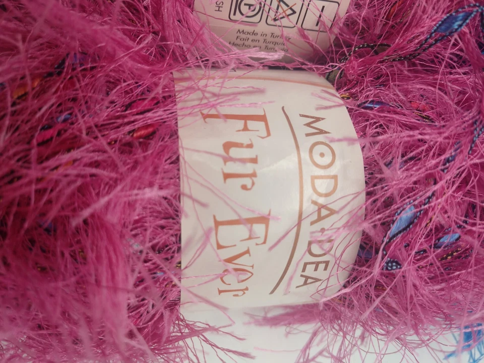 4 Skeins Mode Dea Fur Ever Yarn Eyelash Yarn Colors Blue Heaven  Pinksuasion - Image 2 of 4