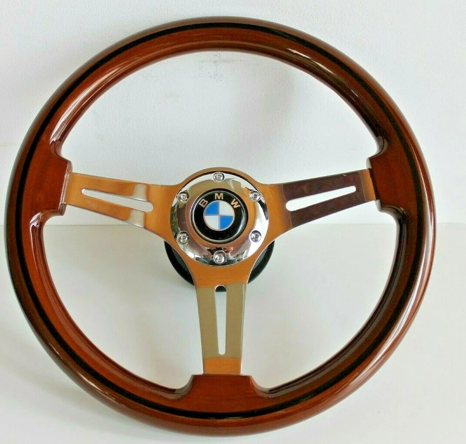 Steering Wheel fits For BMW Wood Chrome Classic E10 2002 1502 1602 1802 65-76' - Image 3 of 4