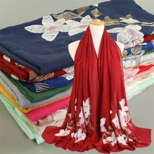 Fashion Women's Female Scarf Embroidered Flower Cotton Shawl Scarves Hijab Soft