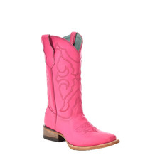 Corral Girl's Embroidery Square Toe Fuchsia Leather Boots T0166