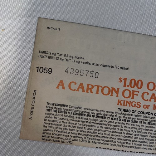 1979 Camel Lights Kings Or 100’s Coupon McCalls - Bild 6 von 8