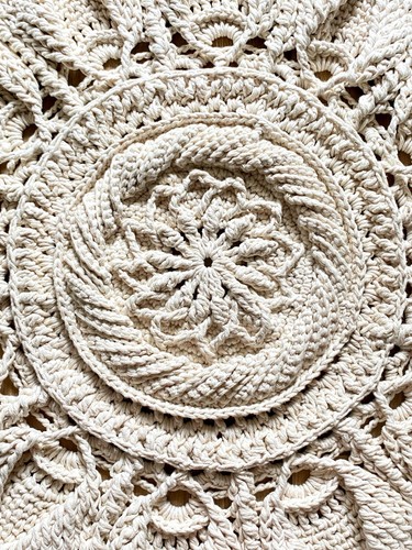 Ukrainian handmade crochet round rug 3d mandala 100% cotton area Cotton rug - Picture 7 of 10