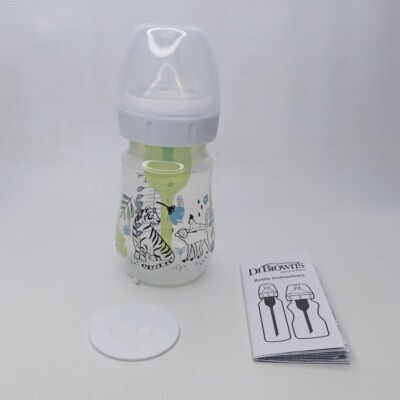 (1) Dr. Brown's Anti Colic Options + Baby Bottle 5 Oz. Tiger Monkey Zoo Theme