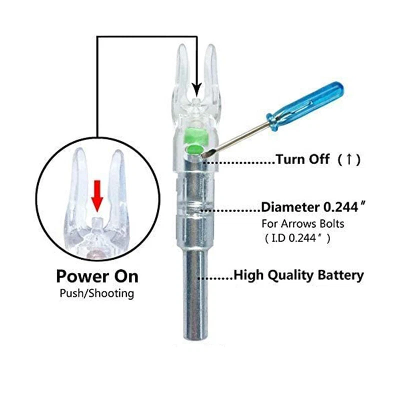 Automatic LED Lighted Nocks Shooting Archery Arrows 6.2mm Insert Arrow Nock Tail - Image 3 of 4