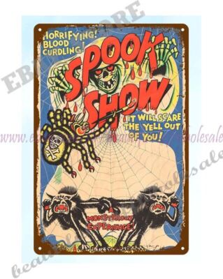 pub shop posters 1950s Spook Show poster horror Halloween metal tin ...