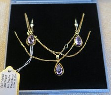 ECHT GOLD 💧 Set Tropfen Amethyst Ohrringe + Anhänger, Kette