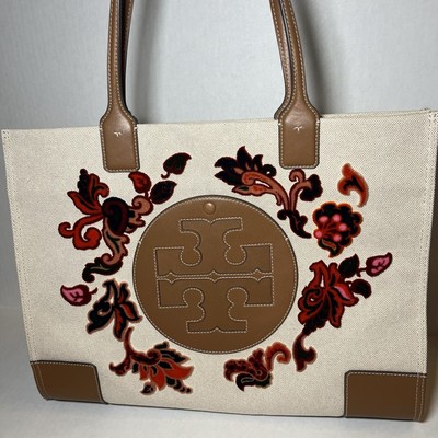 Tory Burch Ella Fil Coupe Tote Bag In Ivory  Mountain Paisley NWT *read *