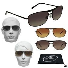 Mens Womens Aviator Bifocal Reading Sunglasses Sun Readers Metal