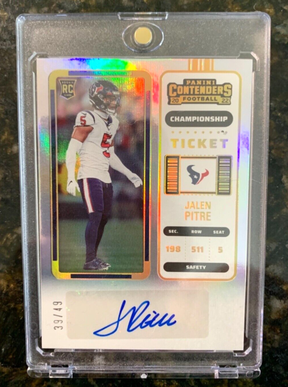 2022 Jalen Pitre Contenders CHAMPIONSHIP #/49 Rookie Ticket Auto No.164