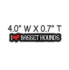 I Love Basset Hounds Patch Embroidered Iron-on/Sew-on Applique, Dog Breed, Pet
