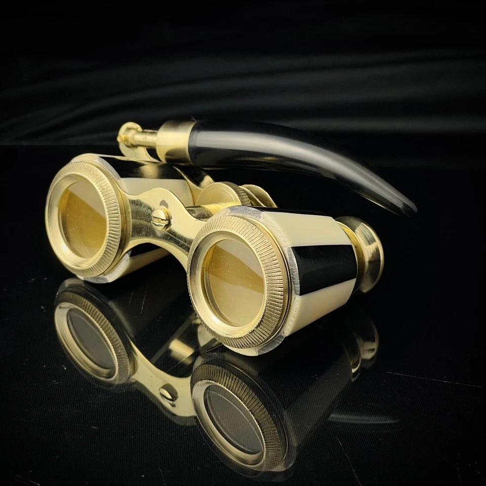 Black Mother of Pearl Opera glasses with handle Brass Binocular Christmas Gifts - Image 2 of 4