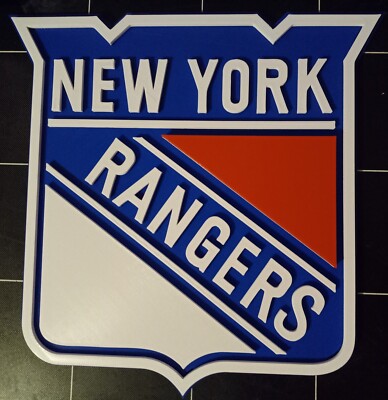 12'' New York Rangers 3D Logo Sign. 3D Printed Plastic Sign. Man Cave, Bar Sign.