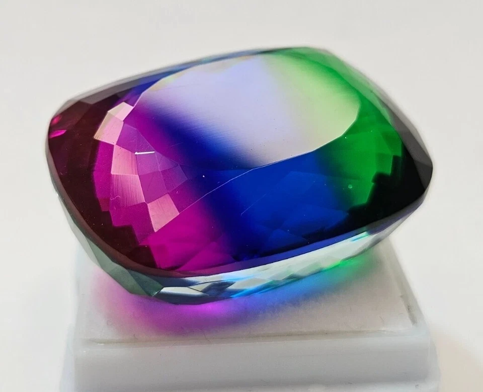 Piedra preciosa suelta bicolor natural corte cojín 77-78 quilates certificado turmalina Foto 2 de 4