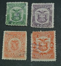 TIMBRES PANAMA 1906 1925 ARMS OF PANAMA LOT DE 4 TIMBRES
