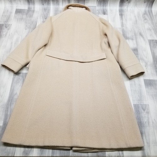 ✅VTG Kashara/Lorendale 100% WOOL 60s Style Long Cream Winter Coat 5 Button STAIN - Picture 4 of 9