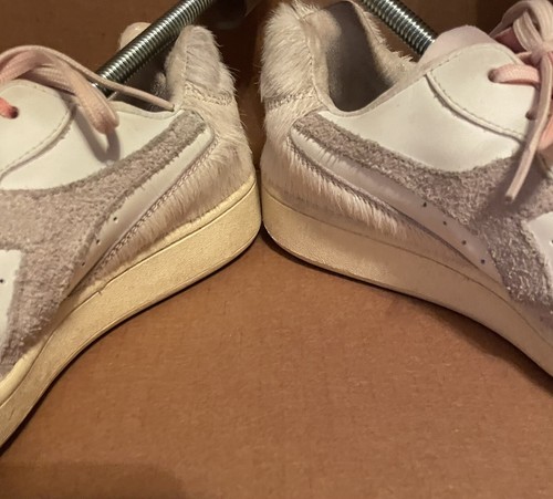 Diadora Magic Basket Niedrig Wildleder Leder Schnürschuhe Herren Größe 7 Schuhe Weiß Rot - Bild 3 von 7