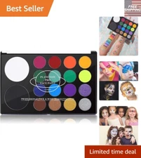 Professional 18 Color Face & Body Paint Palette - Water Activated Art Kit