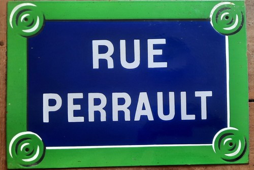 Altes Emailschild RUE PERRAULT Paris 1. Deko Loft Bar Café 50x35cm