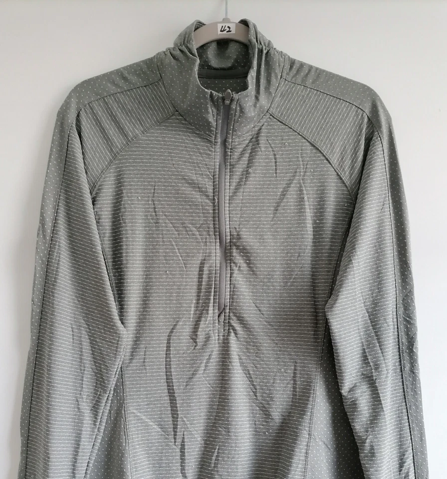 Top de mujer Danskin gris ropa deportiva punteada a rayas 1/4 cremallera manga larga XL Foto 3 de 4