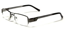 Khan Rectangular Half Rimless Metal Reader Reading Glasses Semi-Rimless