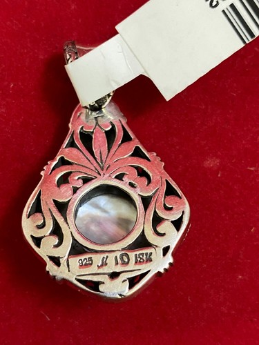HSN - Bali Design Pink Mabe Pearl Scroll Pendant Sterling Silver 925 / 18K - Picture 3 of 3
