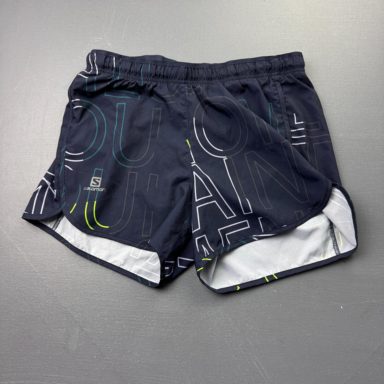 Salomon pantaloncino running donna piccolo blu navy grafica leggero activewear