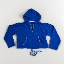 J. Crew Magic Rinse Cropped Drawstring Hoodie Tidewater Size S blue womens