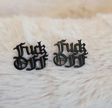 Swear Rude Explicit Vulgar Word Punk Stainless Steel Stud Earrings Jewelry