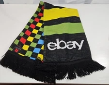 EBAY OPEN SELLERS 2023 LOGO BRANDED FRINGED SCARF DOUBLE SIDED 64" X 8" 