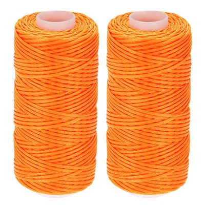 Leder Nähgarne 55 Yards 150D/1mm Polyester Gewachste Kordel (Dunkelorange 2 Stück)
