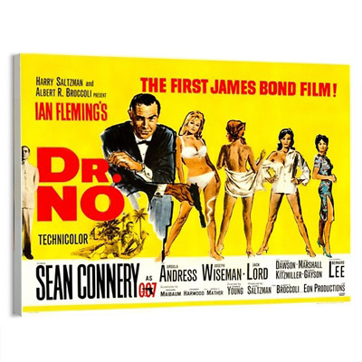 1962 Dr. No James Bond 007 Horizontal (United Artists) Movie Poster or Canvas