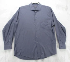 Van Heusen Flex Button Up Shirt Men's X-Large Gray Solid Color Cotton Blend
