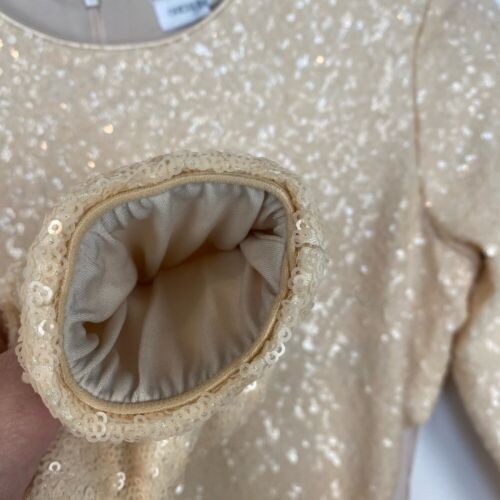 Dress the Population Lara Cream Sequin Cutout Long Sleeve Maxi Dress Gown Small - Picture 9 of 16