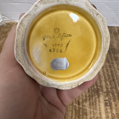 Vintage Lefton Mushroom Forest Sugar Bowl / Jam Pot 6358 5" 1970 Ceramic - Picture 11 of 13