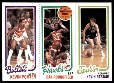 1980-81 TOPPS KEVIN PORTER/DAN ROUNDFIELD/KEVIN RESTANI . BULLETS/HAWKS/SPURS