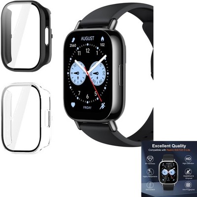 Smartwatch Hülle, Redmi Watch 5 Lite, Schutzfolie, PC Case, transparent, schwarz