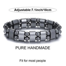 2 Magnetic Hematite Bracelet Pain Relief Powerfull Elastic Therapy Arthritis US