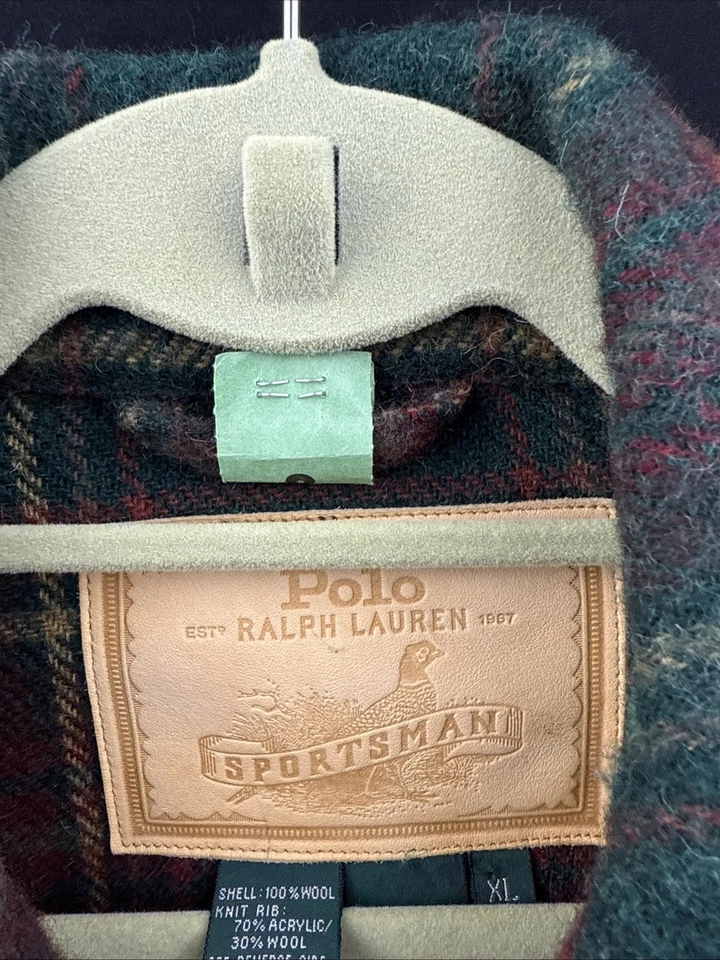 Chaqueta de bombardero deportiva Polo RL Sportsman 100 % lana a cuadros años 90 EE. UU. Mujer XL vintage Foto 4 de 4
