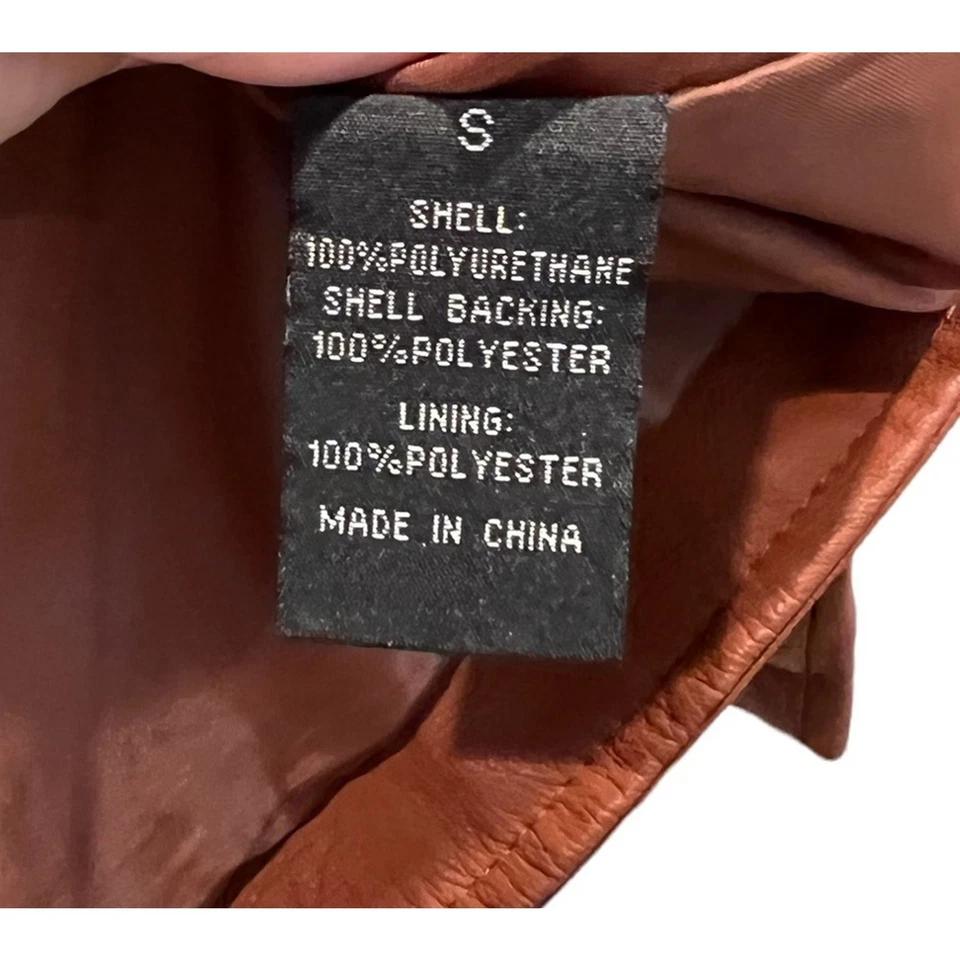 Baccini Womens Moto Jacket Faux Leather Zip Pockets Lined SIZE Small - Image 4 of 4