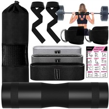10 PCS Barbell Pad Set for Squat, Hip Thrusts 9 PCS, Black
