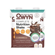 OWYN Complete Nutrition 20g Protein Shake, Chocolate, 11.15 fl oz, 4 Count