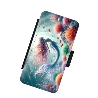 Meerjungfrau Handy Hülle Wallet für iPhone Samsung Flip Cover Unterwasser MER4
